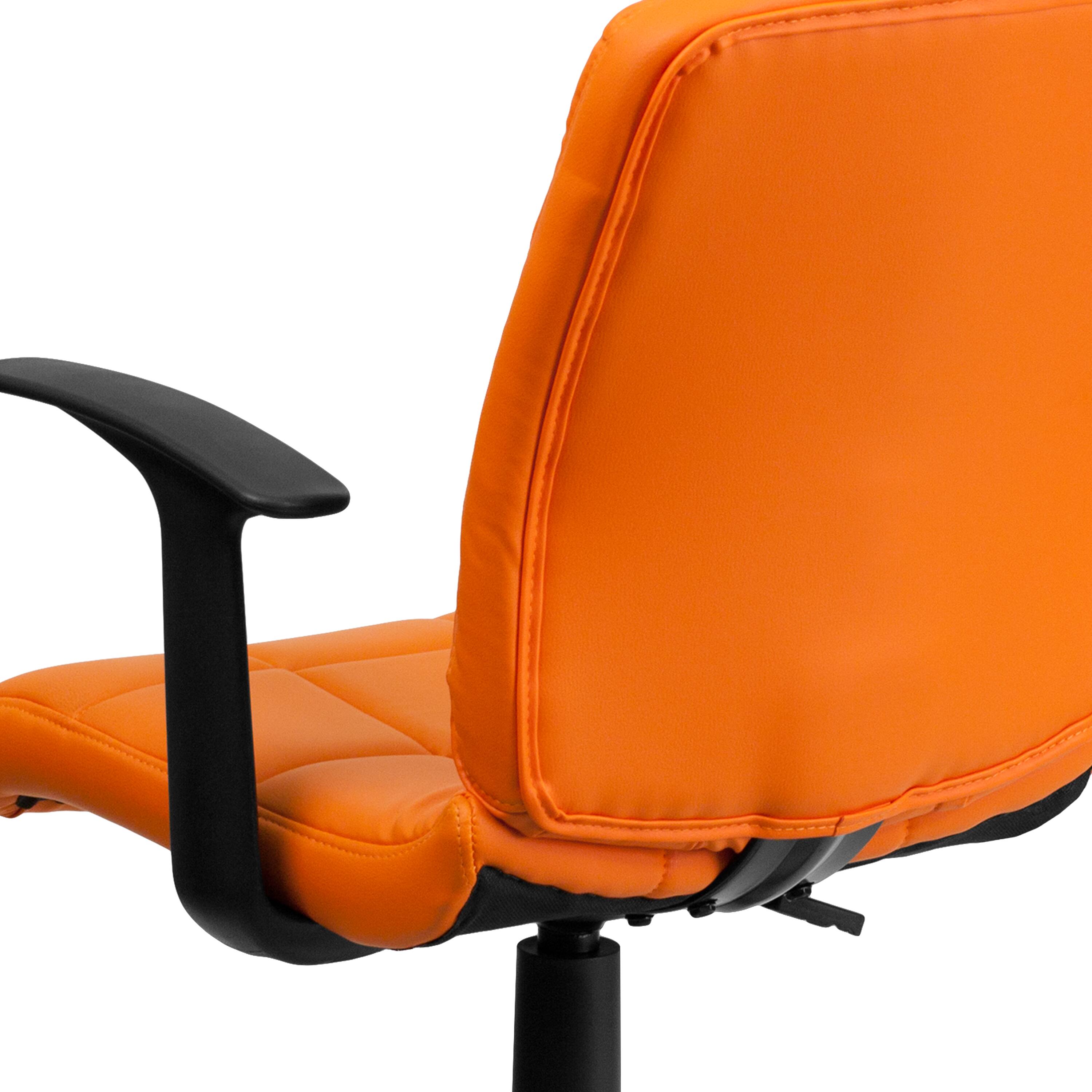 Alt View 9. Emma + Oliver - Mid-Back Quilted Vinyl Swivel Task Office Chair with Arms - Orange.