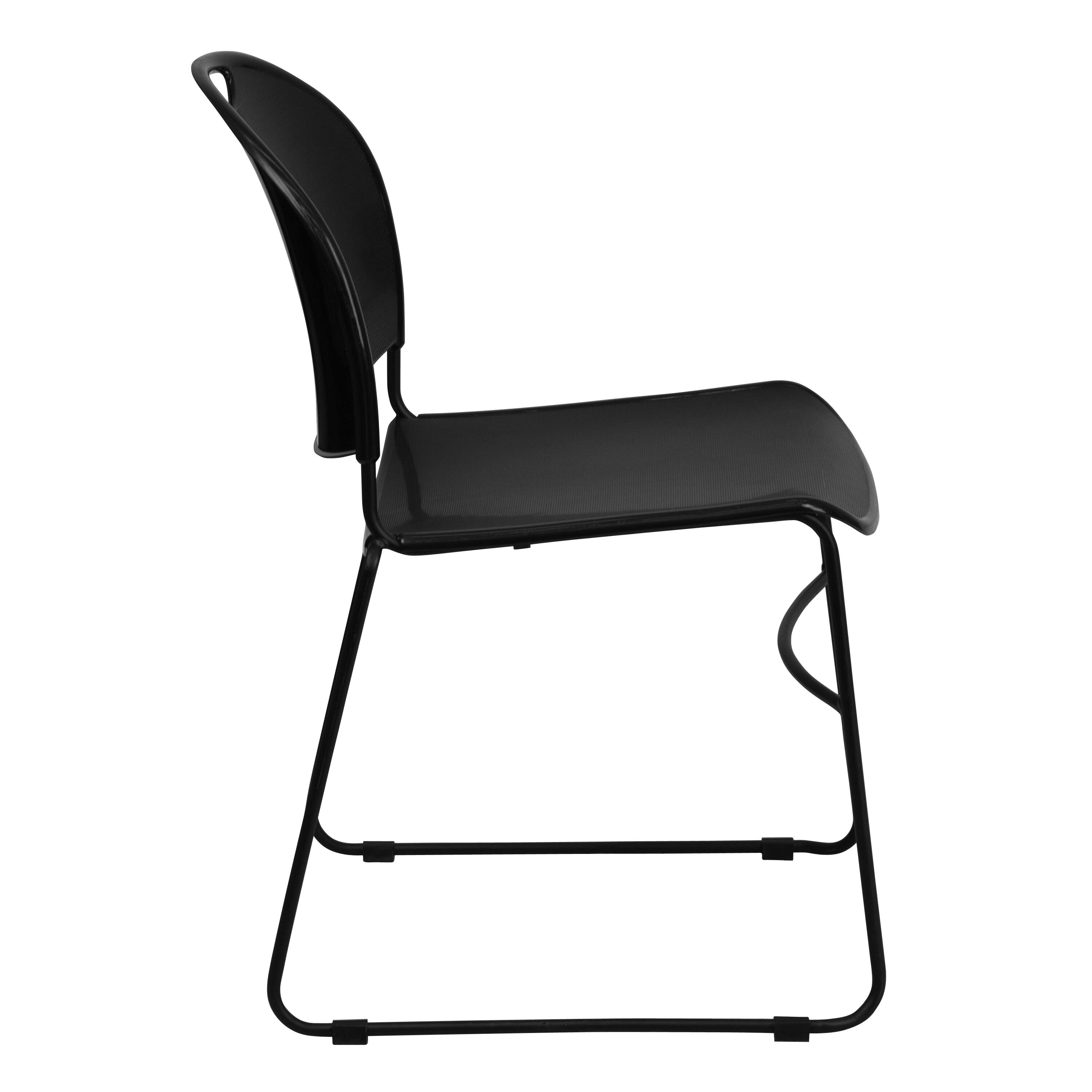 Alt View 5. Emma + Oliver - Ultra-Compact School Stack Chair - Office Guest Chair/Student Chair - Black Plastic/Black Frame.