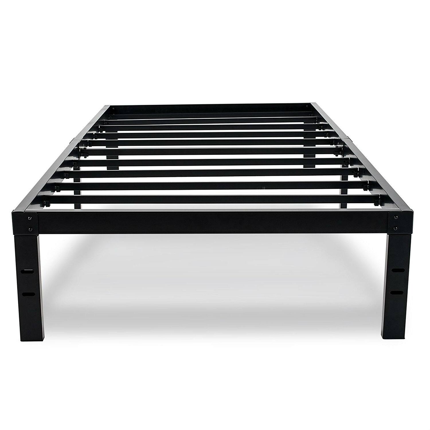 Angle. Hivvago - Twin XL College Dorm Heavy Duty Black Metal Platform Bed Frame - Black.