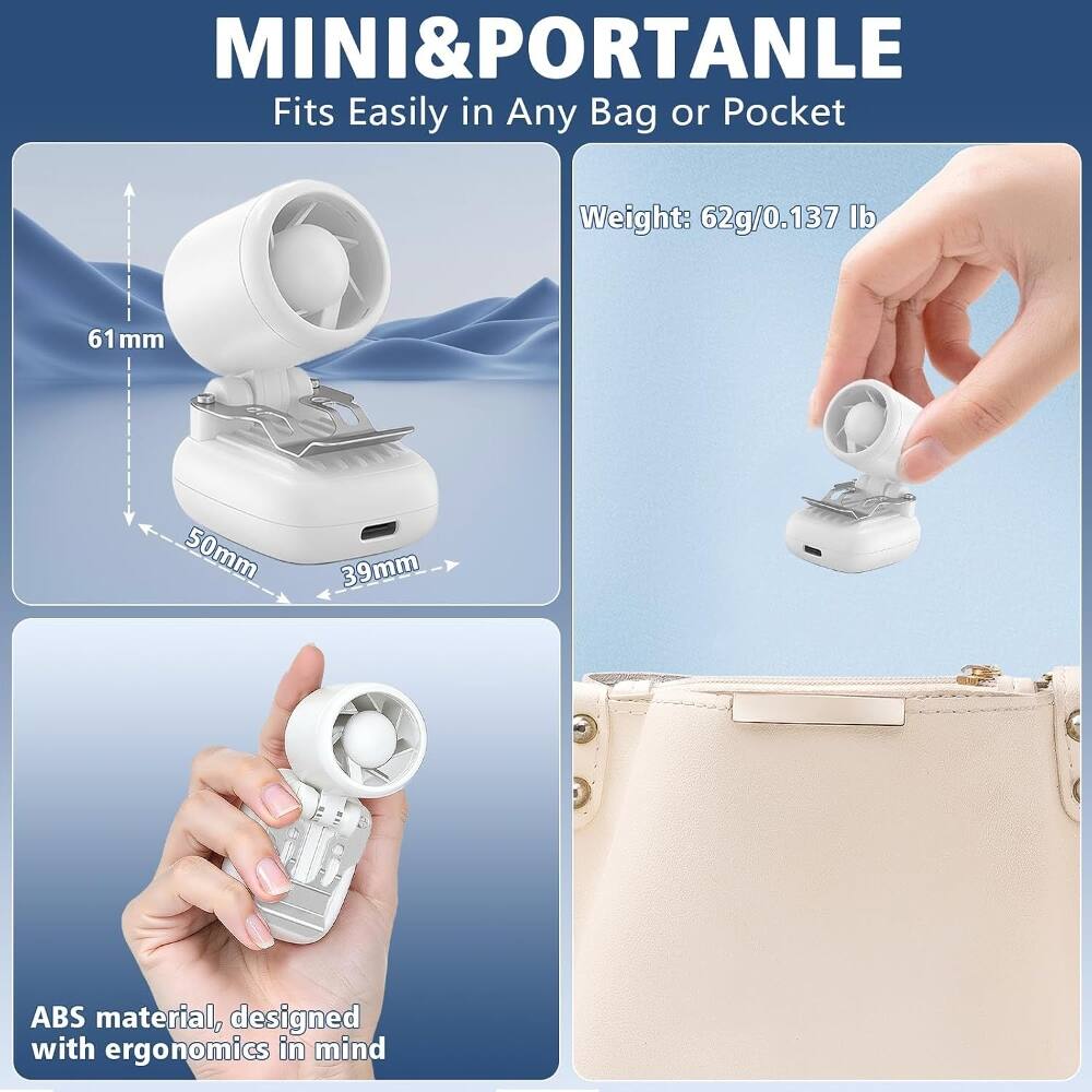 MINI & PORTABLE  
Fits Easily in Any Bag or Pocket  
Weight: 62g/0.137 lb  
61 mm  
50 mm  
39 mm  
ABS material, designed with ergonomics in mind