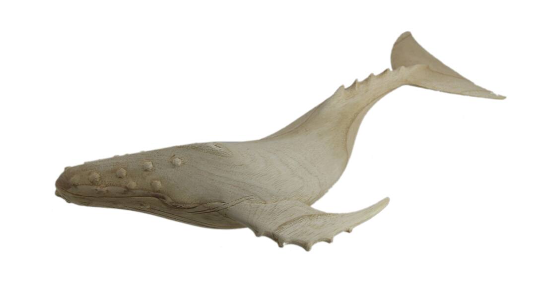Alt View 1. Zeckos - Hand Carved Wood Whale Statue 19in - Beige.