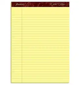 Ampad - Gold Fibre Notepads, 8.5" x 11.75", Wide Ruled, 50 Sheets/Pad, 4 Pads/Pack - Canary