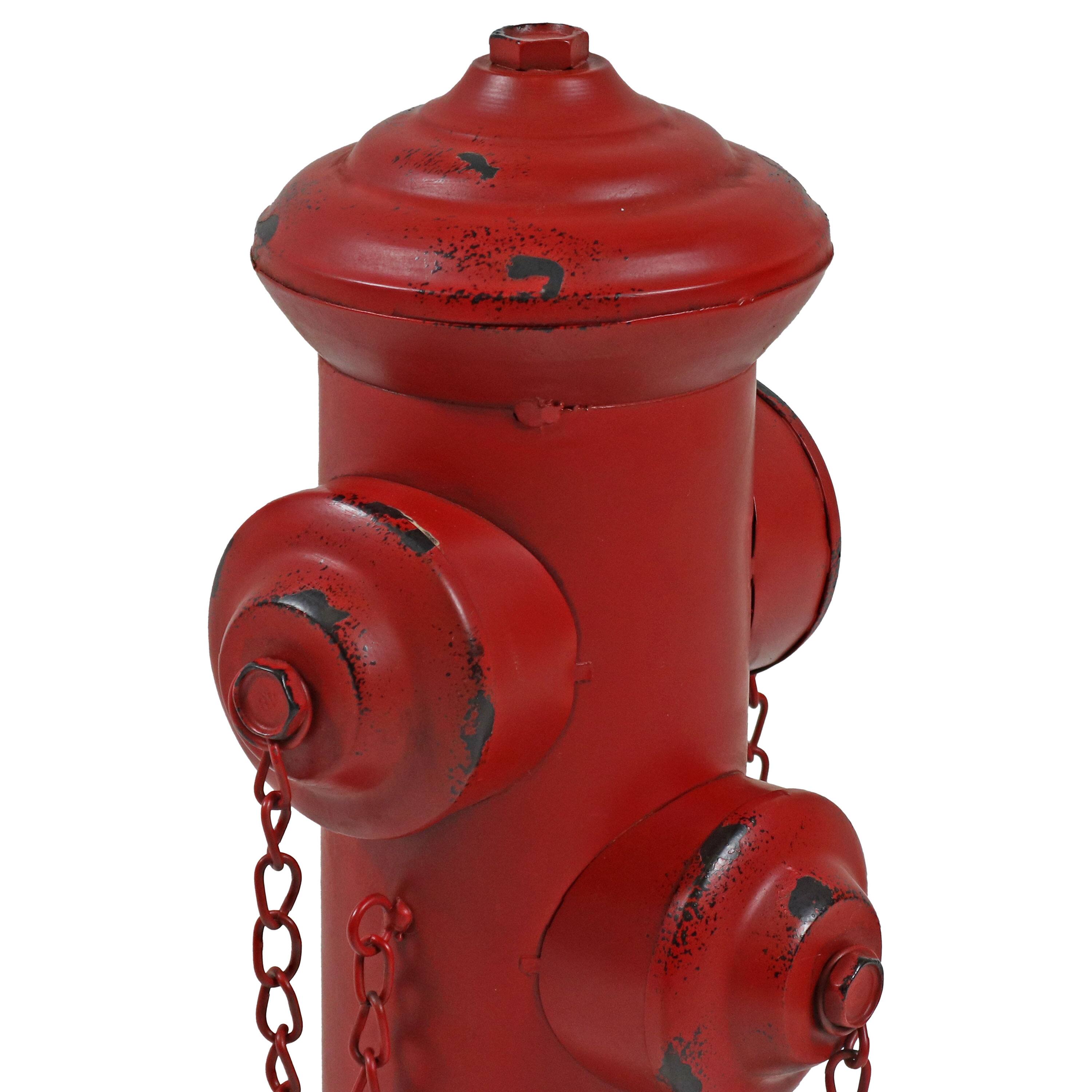 Alt View 9. Sunnydaze - Fire Hydrant Metal Outdoor Statue - 14 in - Red.