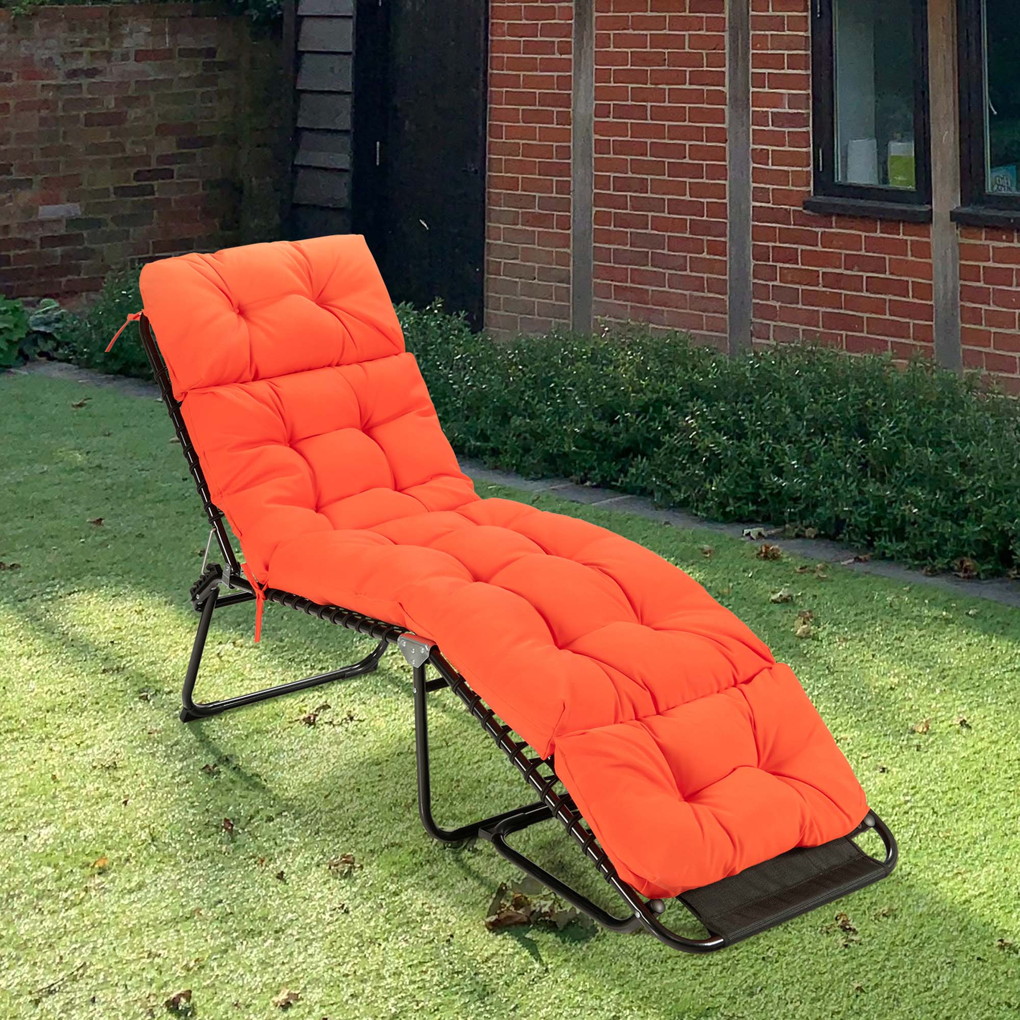 Alt View 3. Costway - Costway 2 PCS 73" Lounge Chaise Cushion Padded Recliner Cushion Indoor Outdoor - Orange.