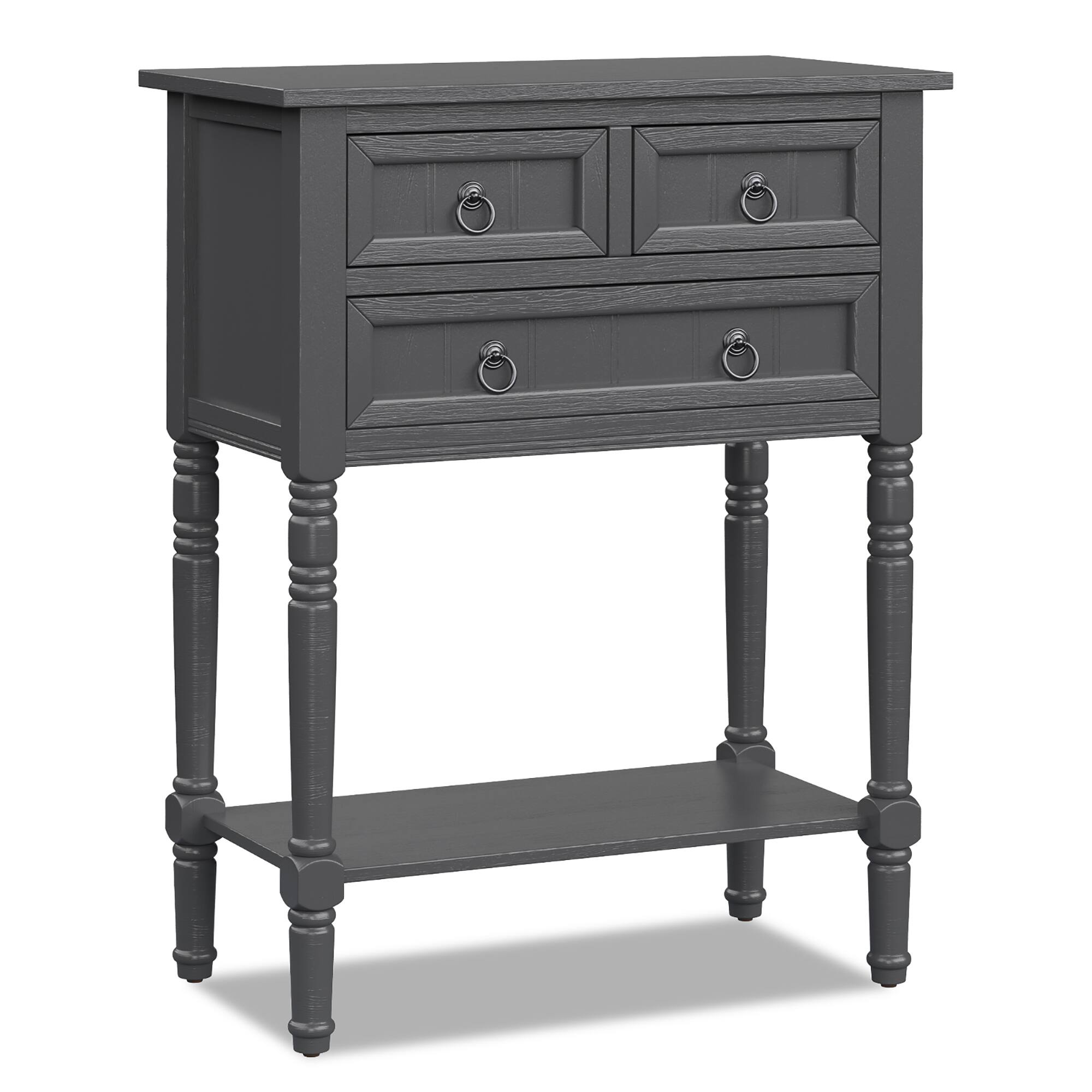 Alt View 8. Costway - Costway Console Entryway Table w/ 3 Drawers Open Shelf for Hallway Living room - Dark Grey.