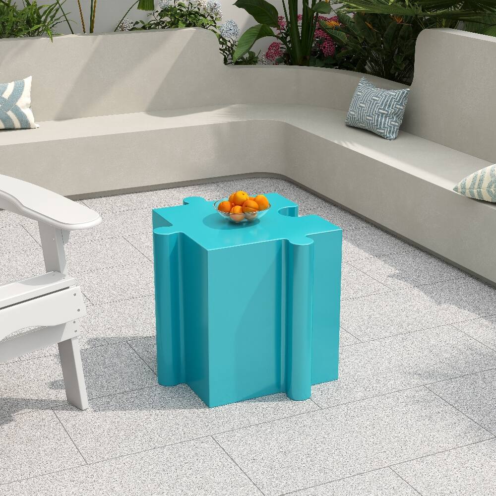 Left. Loheer - Loheer Modular Side Table Puzzle Art MGO Outdoor Table Light Blue - Light Blue.