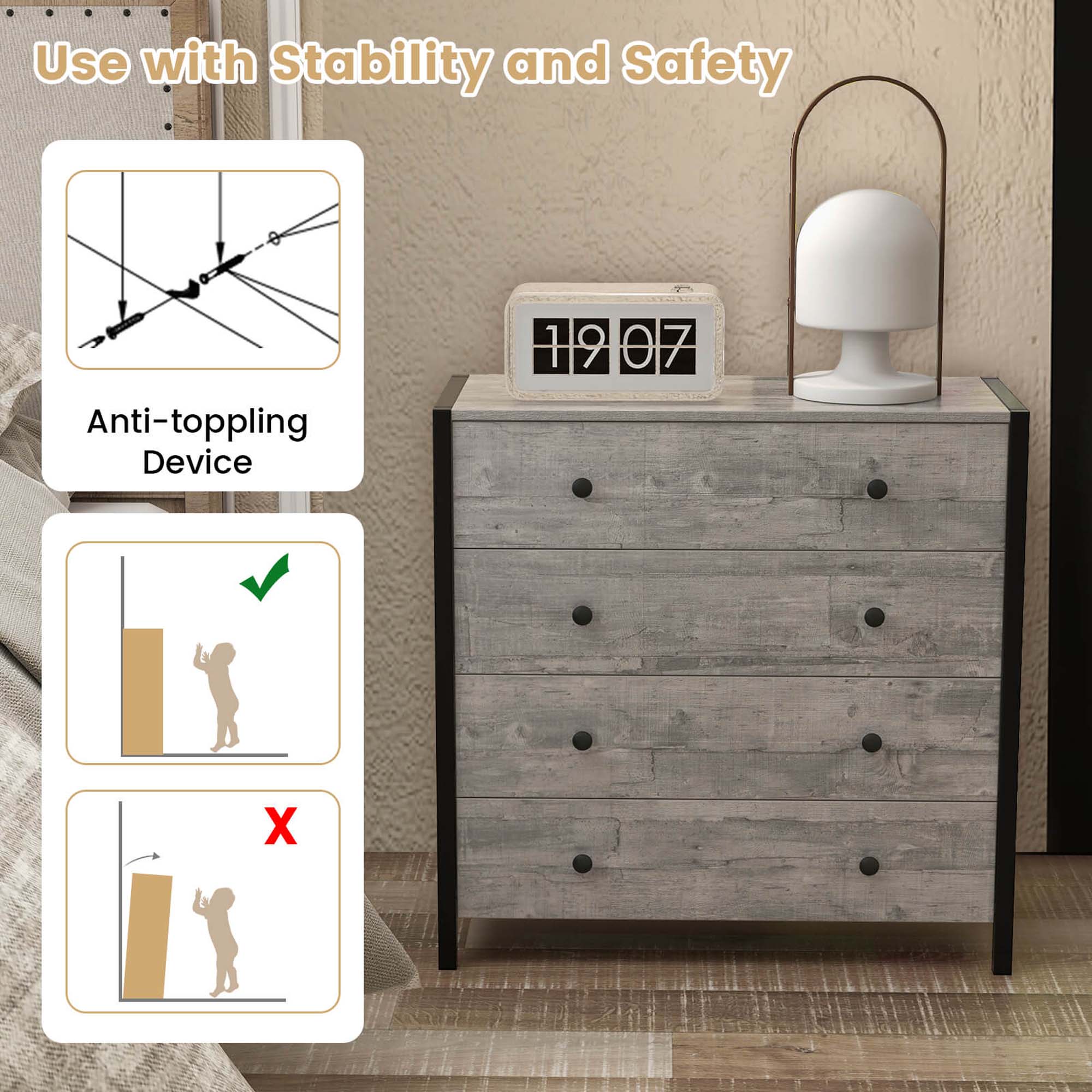 Use with Stability and Safety
Anti-toppling Device
1 19 07