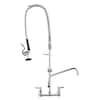 Front. VEVOR - Wall-Mounted Brass Kitchen Faucet, 36" Tall, 8" Installation Width, Includes 12" Rotating Spout and Pull-Down Sprayer - Silver.