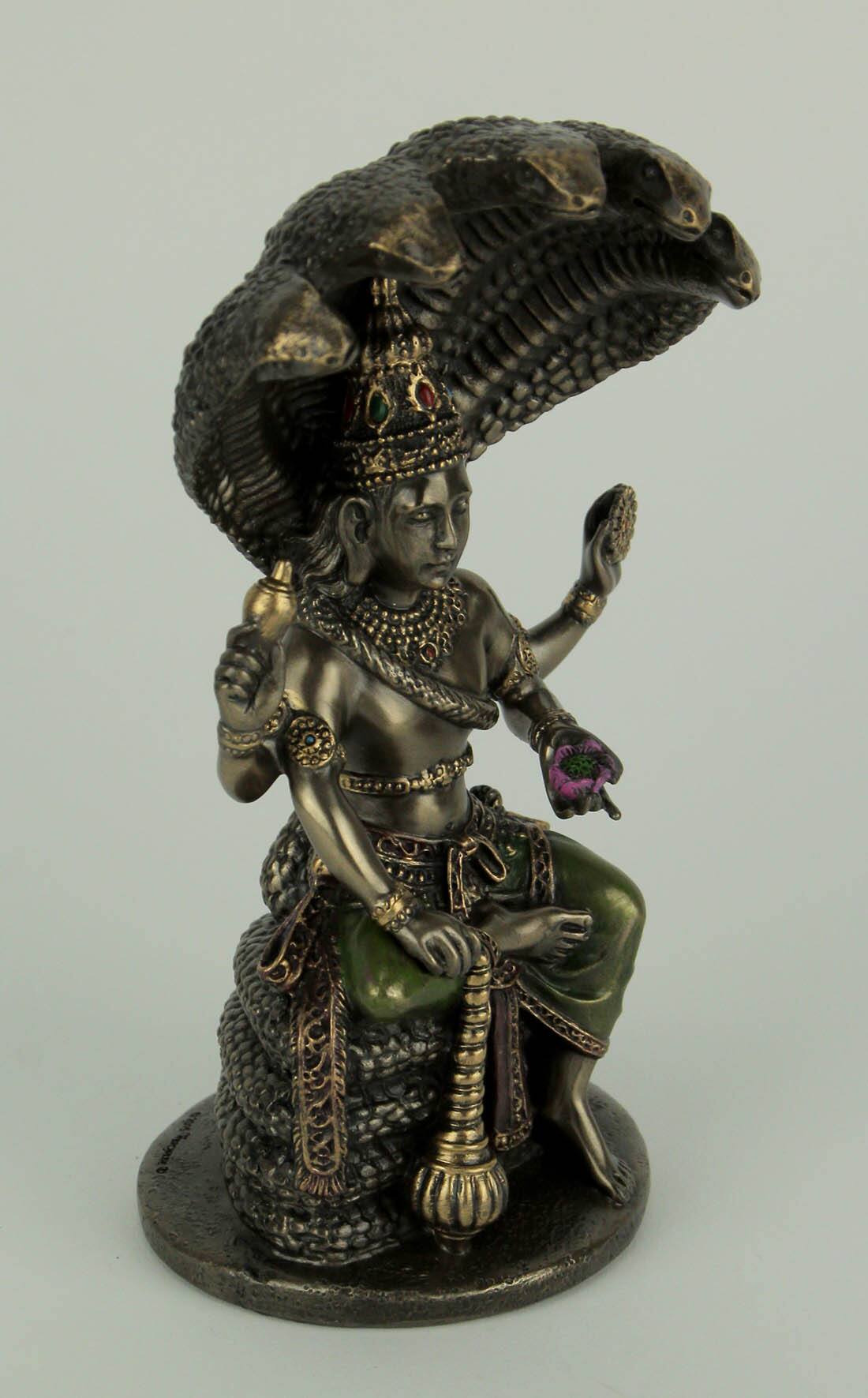 Alt View 1. Veronese Design - Bronze Finish Vishnu Resting On Shesha Holding Weapons and Lotus Statue - Bronze.