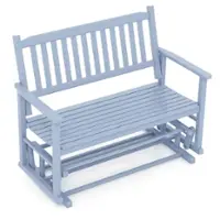 Costway Patio Glider Loveseat Chair Swing Rocking Bench with Slatted Seat & Curved Backrest - Gray - Front_Zoom