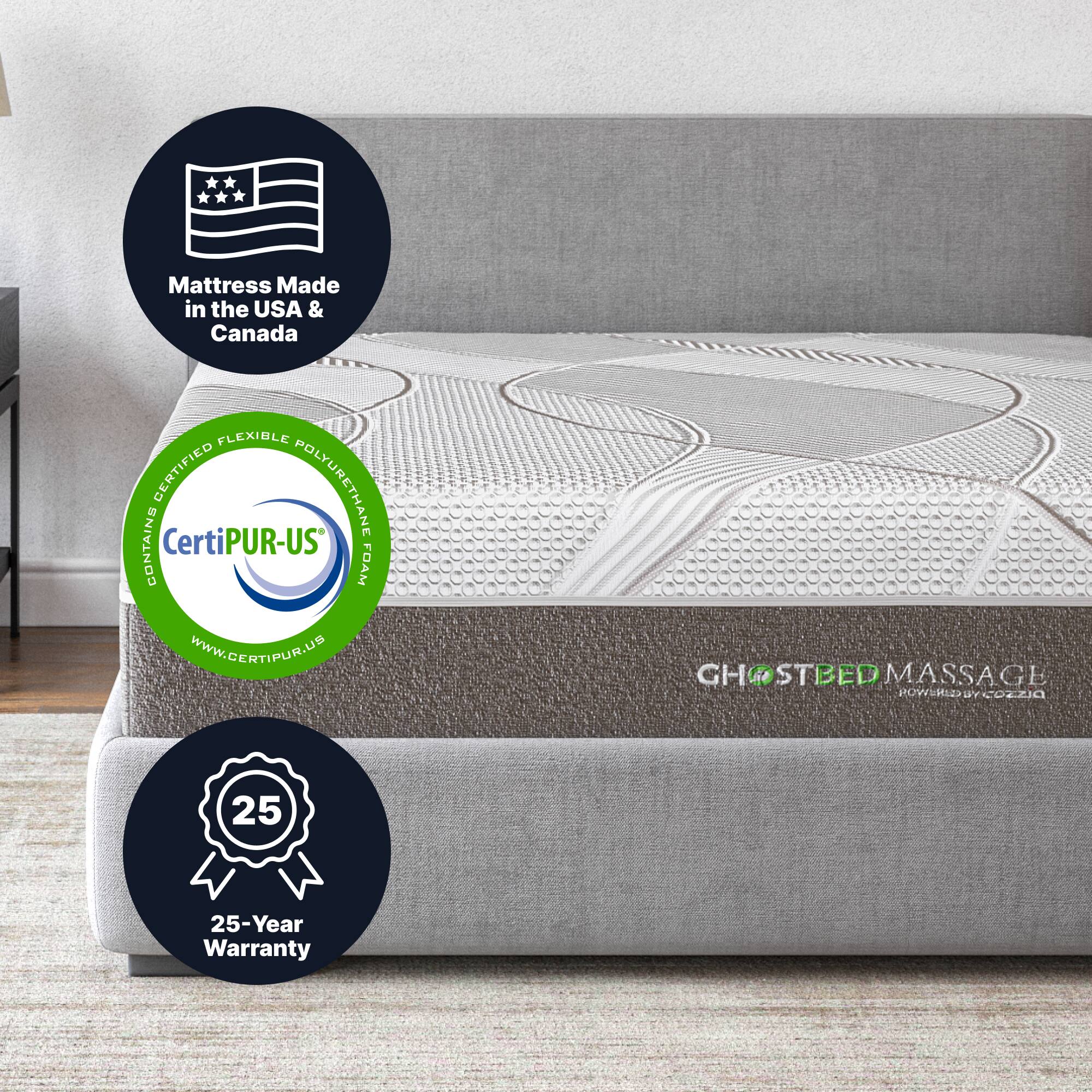 Angle. Ghostbed - Memory Foam Massage Mattress - White.