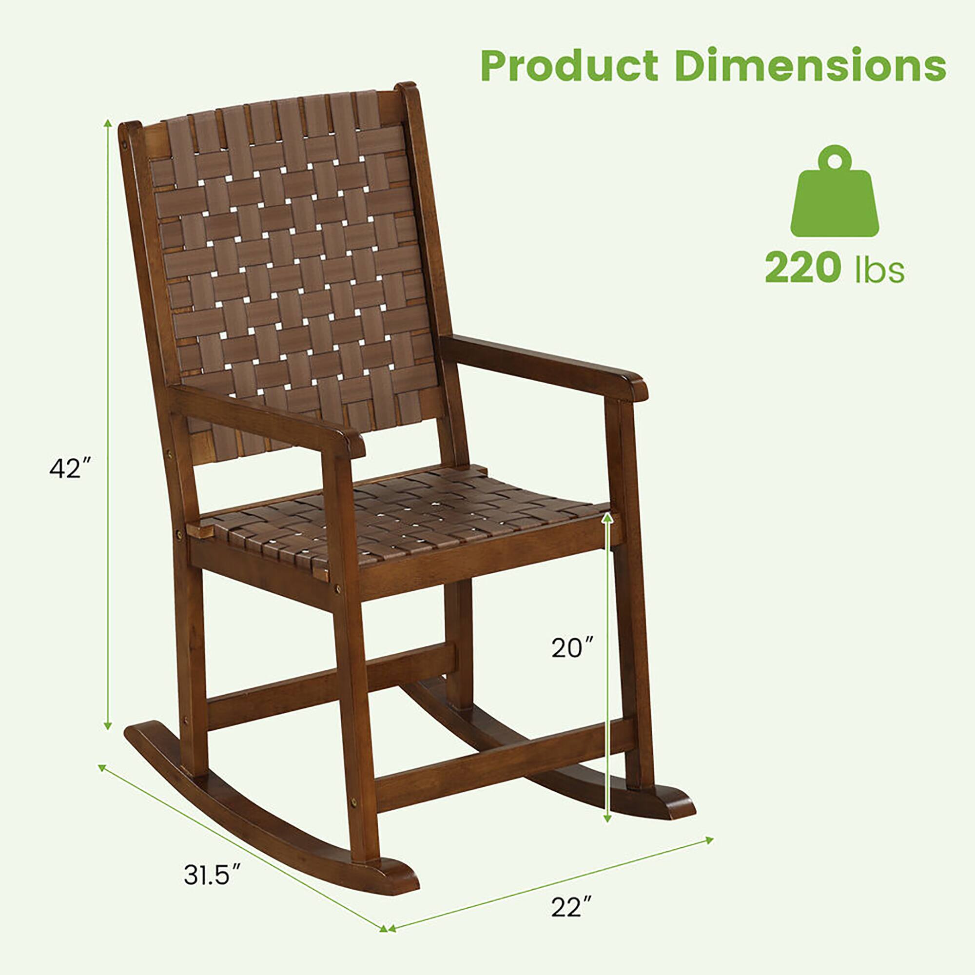 Product Dimensions:  
- Weight: 220 lbs  
- Height: 42"  
- Width: 20"  
- Depth: 22"  
- Seat Height: 31.5"