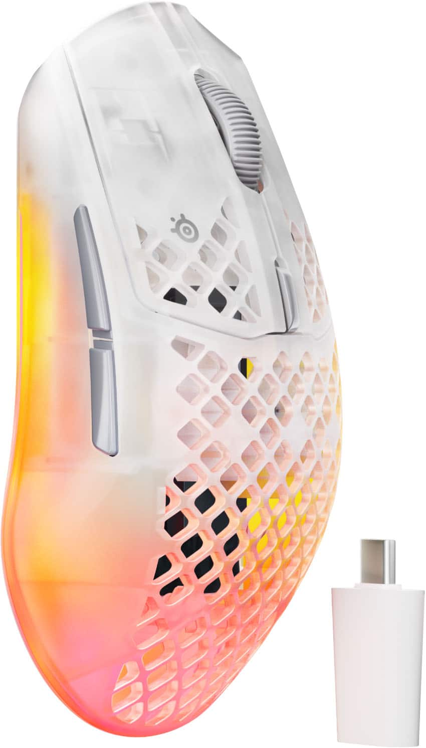 SteelSeries - Aerox 3 Wireless Gen 2 RGB 26K Optical Gaming Mouse with AquaBarrier Protection - Dual 2.4GHz/Bluetooth for PC/Mac - Wireless - Ghost