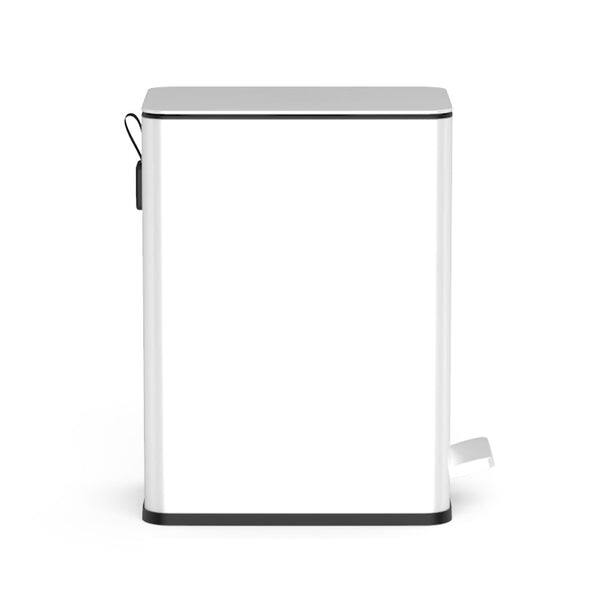 Angle. Nine Stars - Step-On Trash Can 2.6 Gallon, Rectangular Shaped, White/Black.