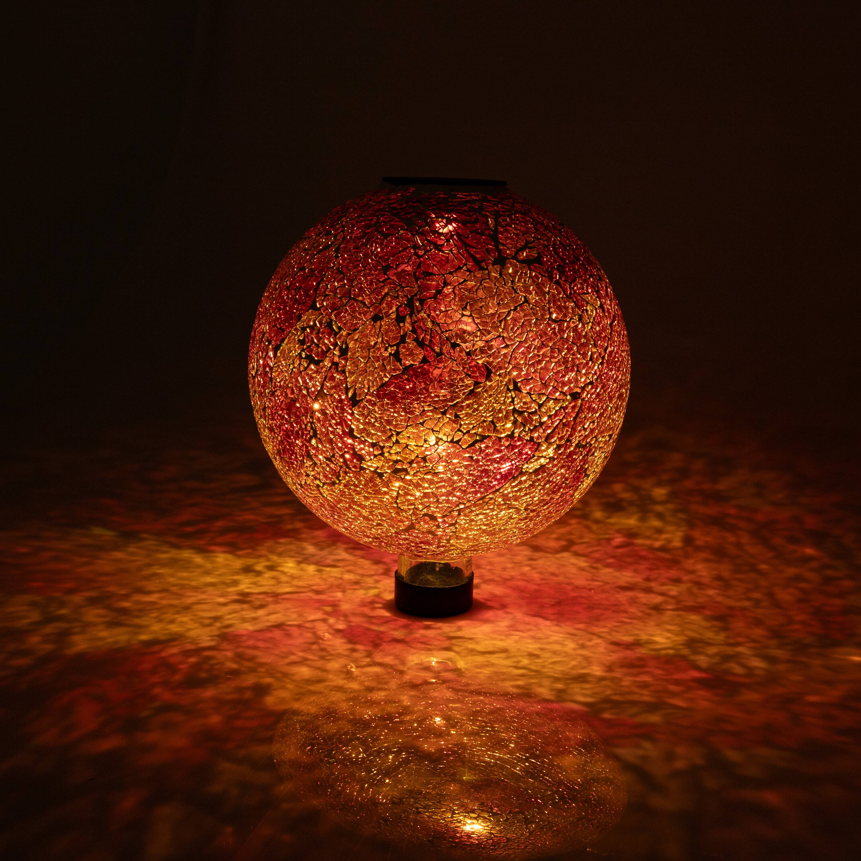 Alt View 9. Sunnydaze - Mosaic Gazing Ball with Solar Light - 10 in - Pearl Pink.