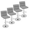 Gymax - Set of 4 Adjustable Swivel Bar Stool Counter Height Bar Chair PU Leather Grey - Gray