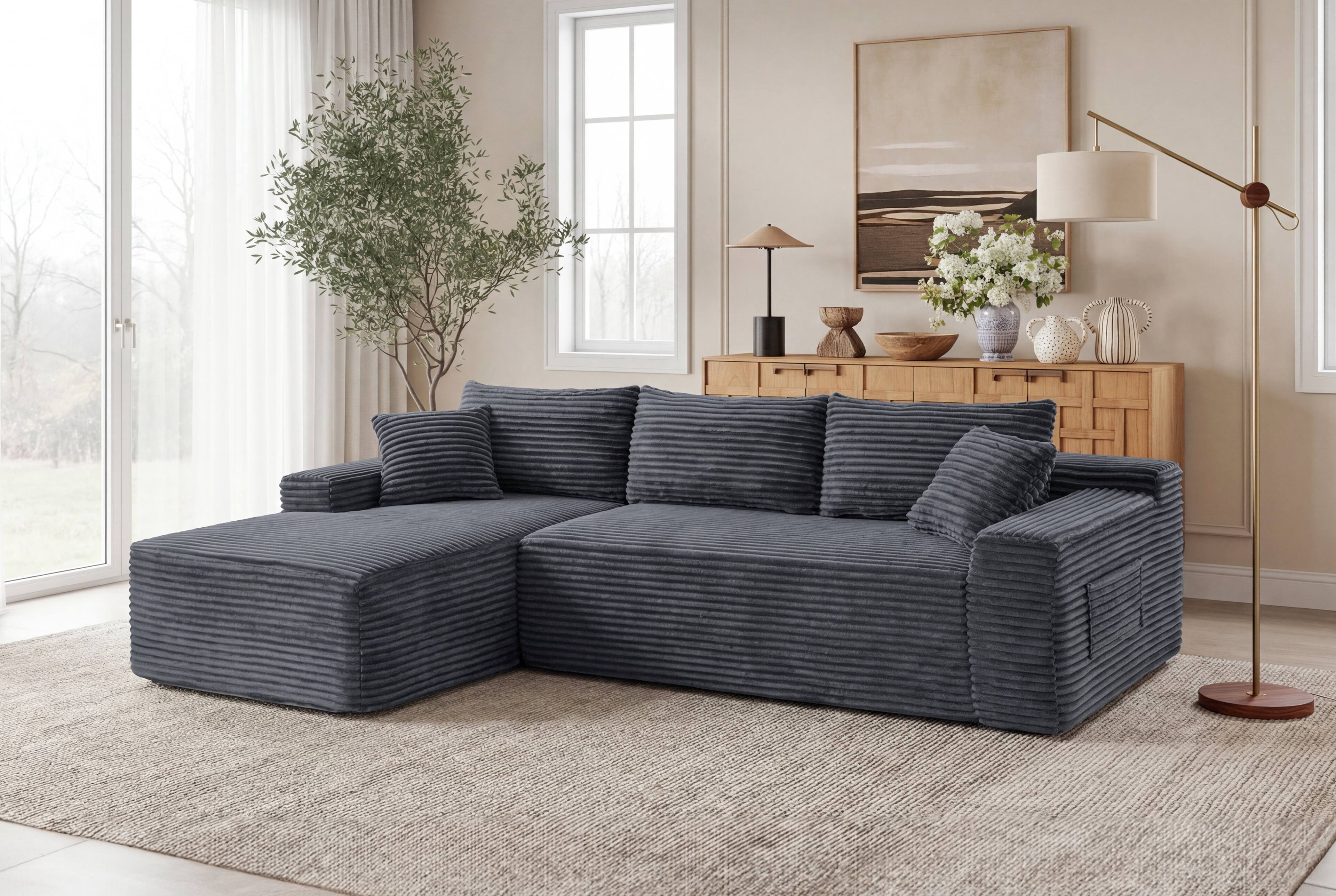 "Anysun - 94.5"" L-Shape Cloud Modular Sectional Sofa with Right Chaise-Deep-Seat Corner Couch, No Assembly for Living Room&Bedroom - Gray" price history on PriceWatchPro
