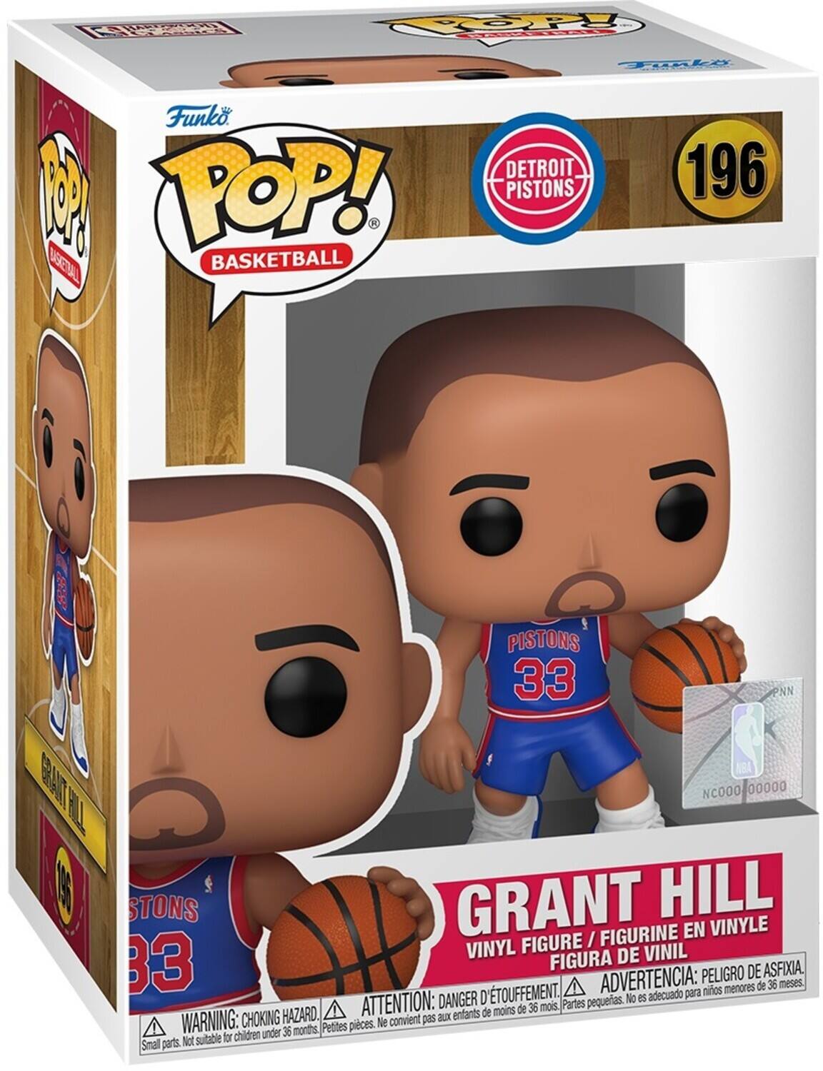 Funko POP! Basketball, Detroit Pistons, 196, Pistons, 33, PNN, ABA, NC000 00000, STONS, Grant Hill, Figurine en Vinyle, Figure / Vinyl figura de Vinil, 33, Danger d'étouffement, Peligro de asfixia, pequeas, pequeños, children under 36 months, Not suitable for, Warning: Choking Hazard, Parts pequeñas, Partes pequeñas, No es acomodado para niños menores de 36 meses, Petites pièces, Ne convient pas aux enfants de moins de 36 mois
