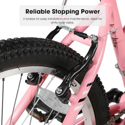HILAND BAMCBASE Lavender 24'' Step through Mountain Bike with 18 HILAND BAMCBASE Lavender 24'' Step through Mountain Bike with 18
