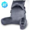Front. VAVSEA - Extra Large Reading Pillow with Arms and Detachable Neck Roll 4 Pockets for Bed Rest TV Watching Gaming - Gray.