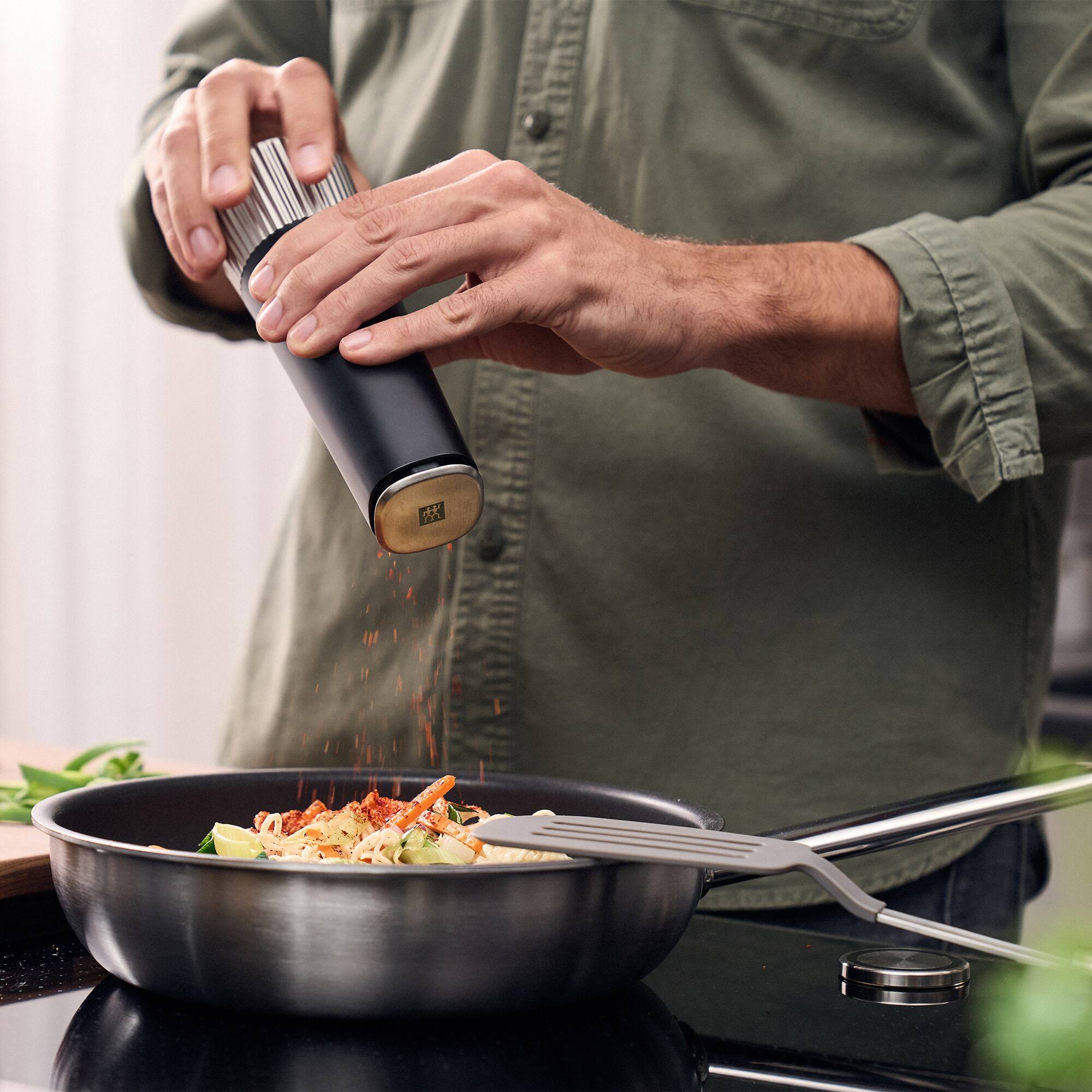 Alt View 2. ZWILLING - ZWILLING Spices Upside-Down Manual 2-pc Spice Mill Set, Black & Ivory - Black.