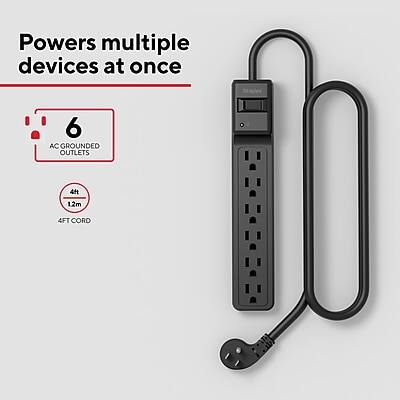 Powers multiple devices at once

6 AC GROUNDED OUTLETS

4ft (1.2m) CORD