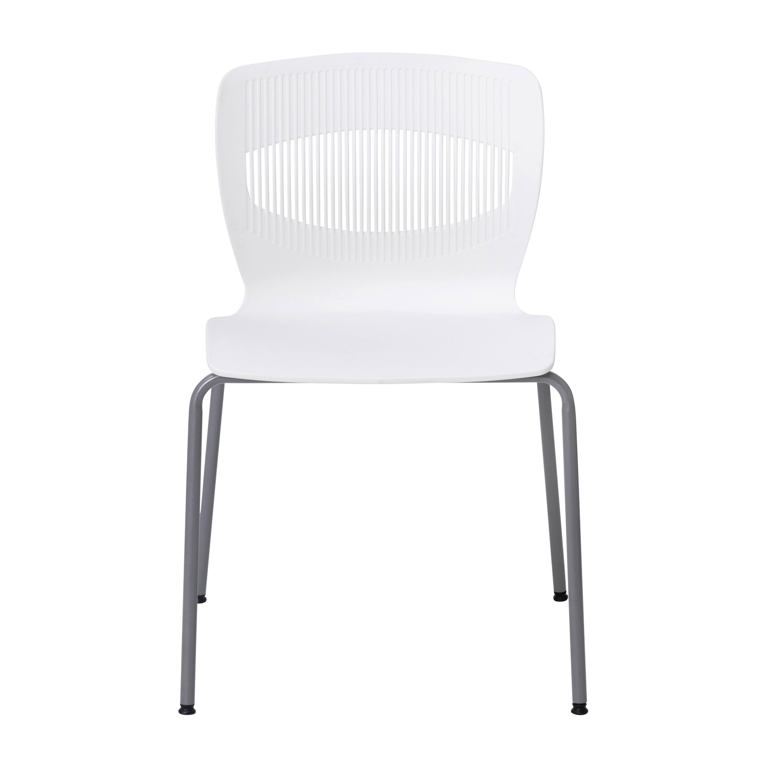 Alt View 10. Emma + Oliver - Heavy Duty 770 lb. Capacity Plastic Stack Chair with Steel Sled Base - White.
