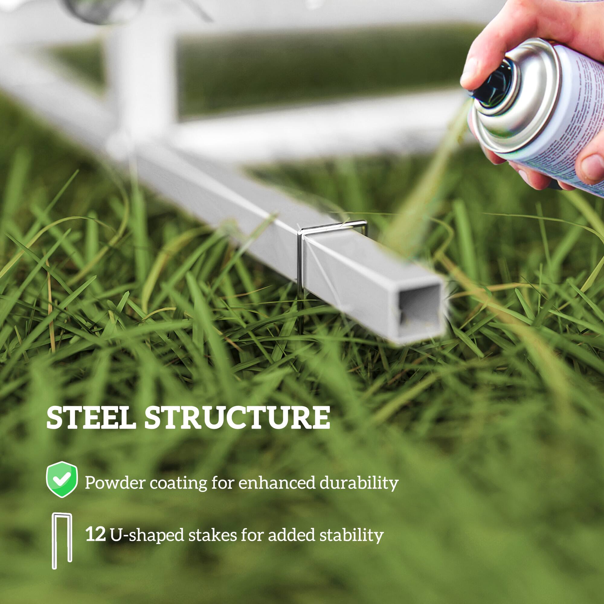 STEEL STRUCTURE
Powder coating for enhanced durability
12 U-shaped stakes for added stability