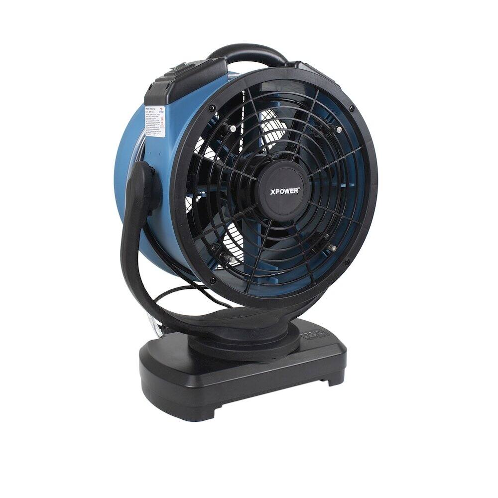 Angle. XPOWER - Oscillating Portable 3 Speed Outdoor Cooling Misting Fan - Blue.
