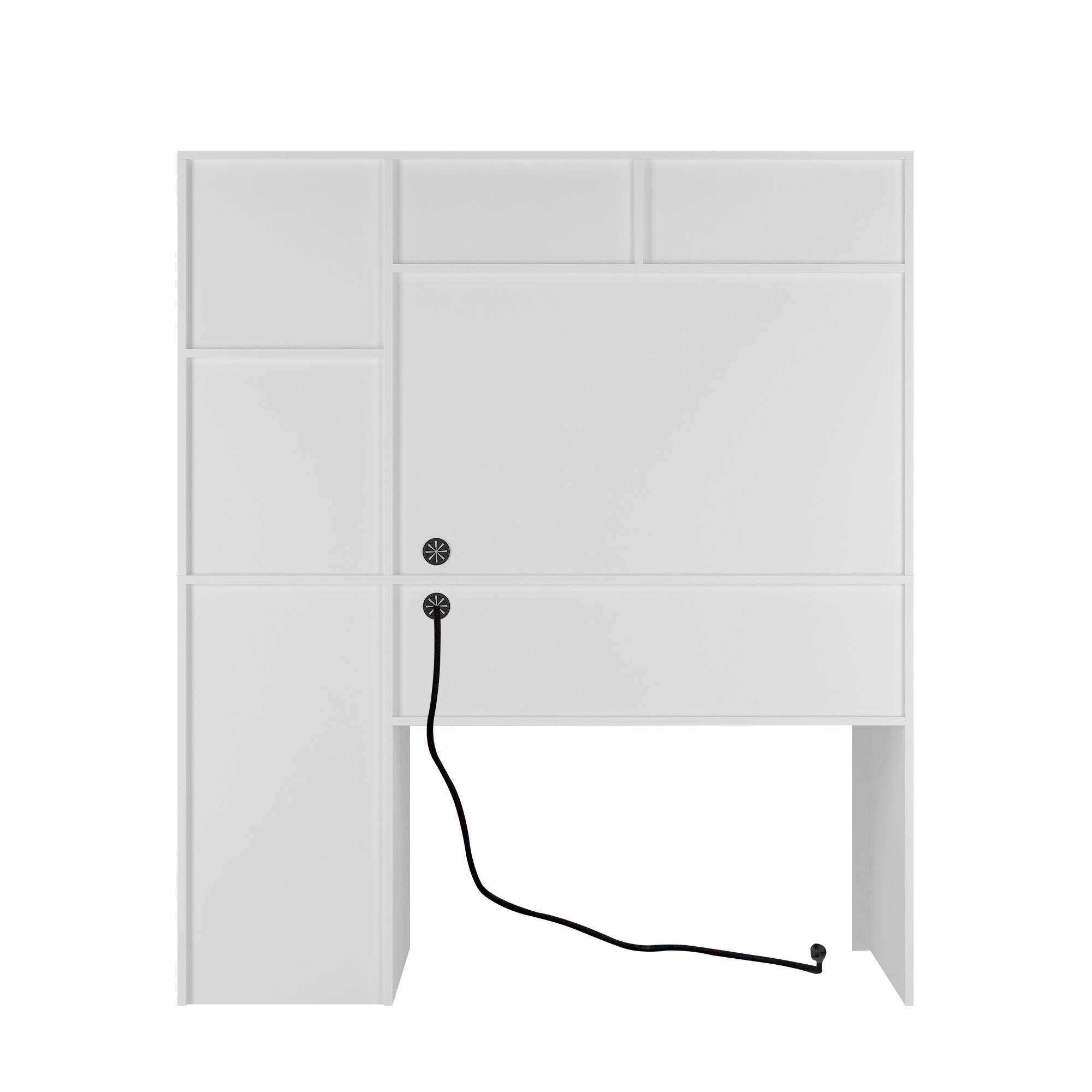 Alt View 6. Tiramisubest - Modern Wooden Computer Desk with Hutch & Bookshelf, White Home Office Desk with Drawers, 3 AC Outlets, 2 USB Ports - White.