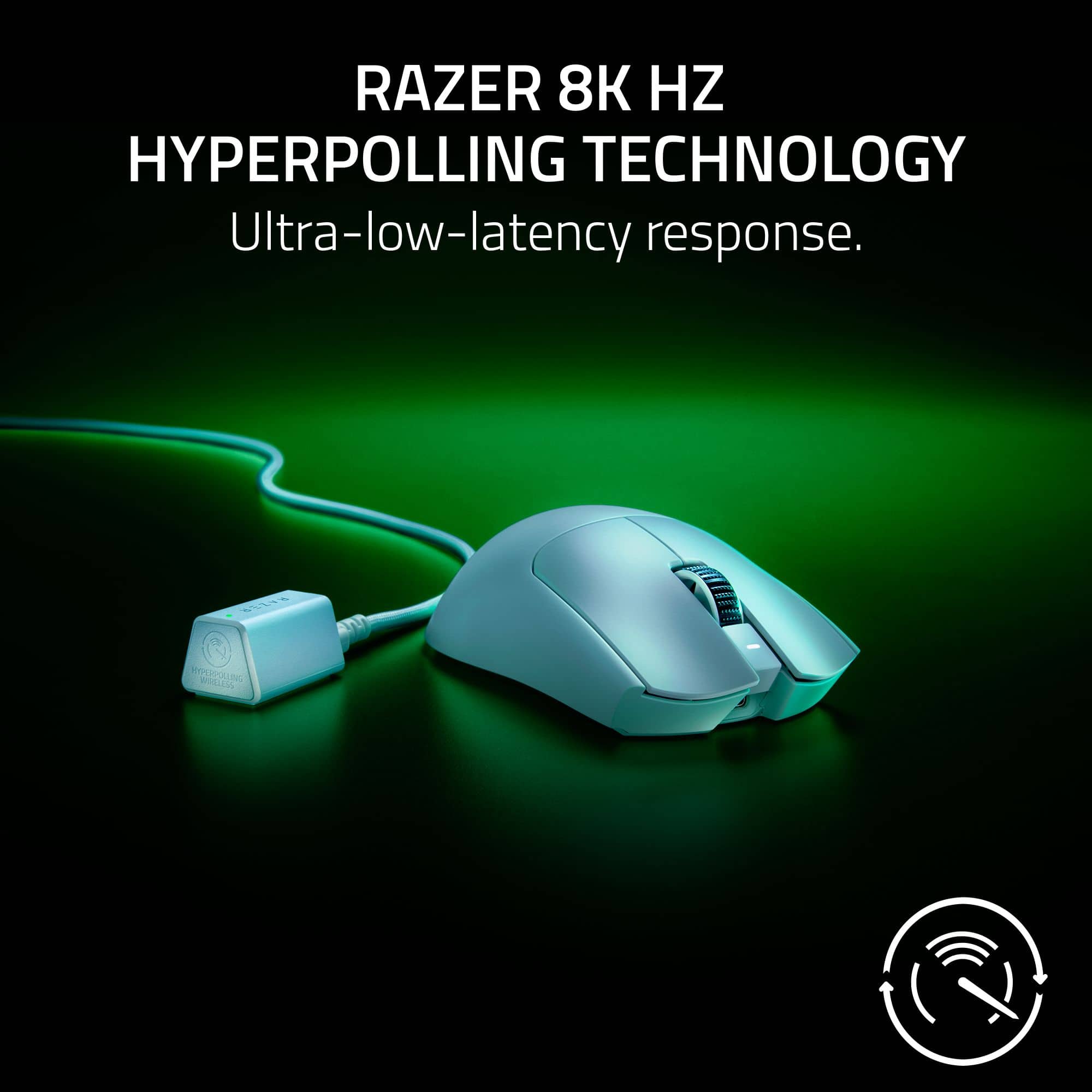 RAZER 8K HZ HYPERPOLLING TECHNOLOGY Ultra-low-latency response.
