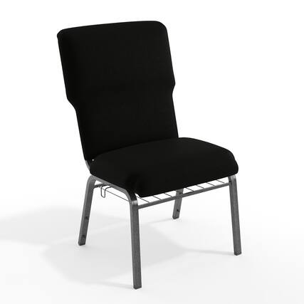 Front. Emma + Oliver - Discount Church Chair - 21 in. Wide - Black Fabric/Silver Vein Frame.