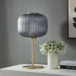Reprise Glass Sphere Glass and Metal Table Lamp by Modway - Black Satin Brass