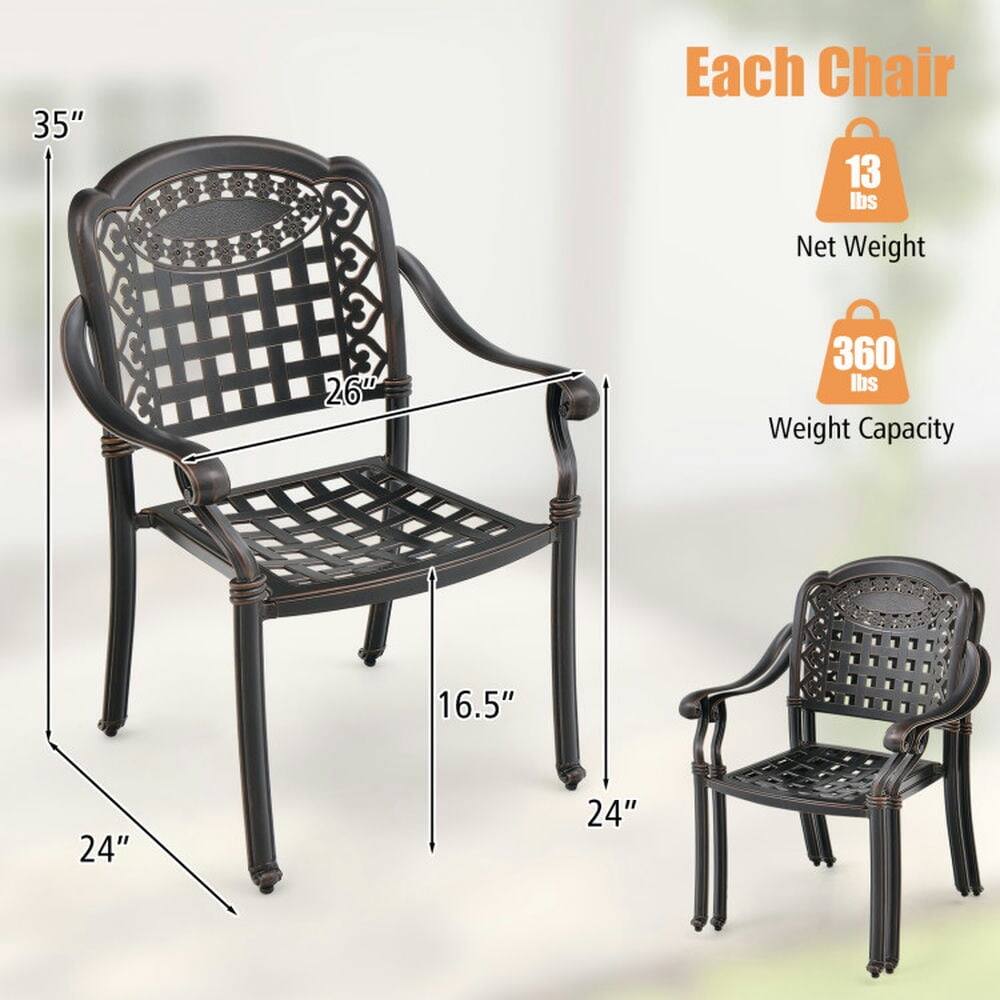 Each Chair  
35"  
26"  
16.5"  
24"  
24"  
Net Weight: 13 lbs  
Weight Capacity: 360 lbs
