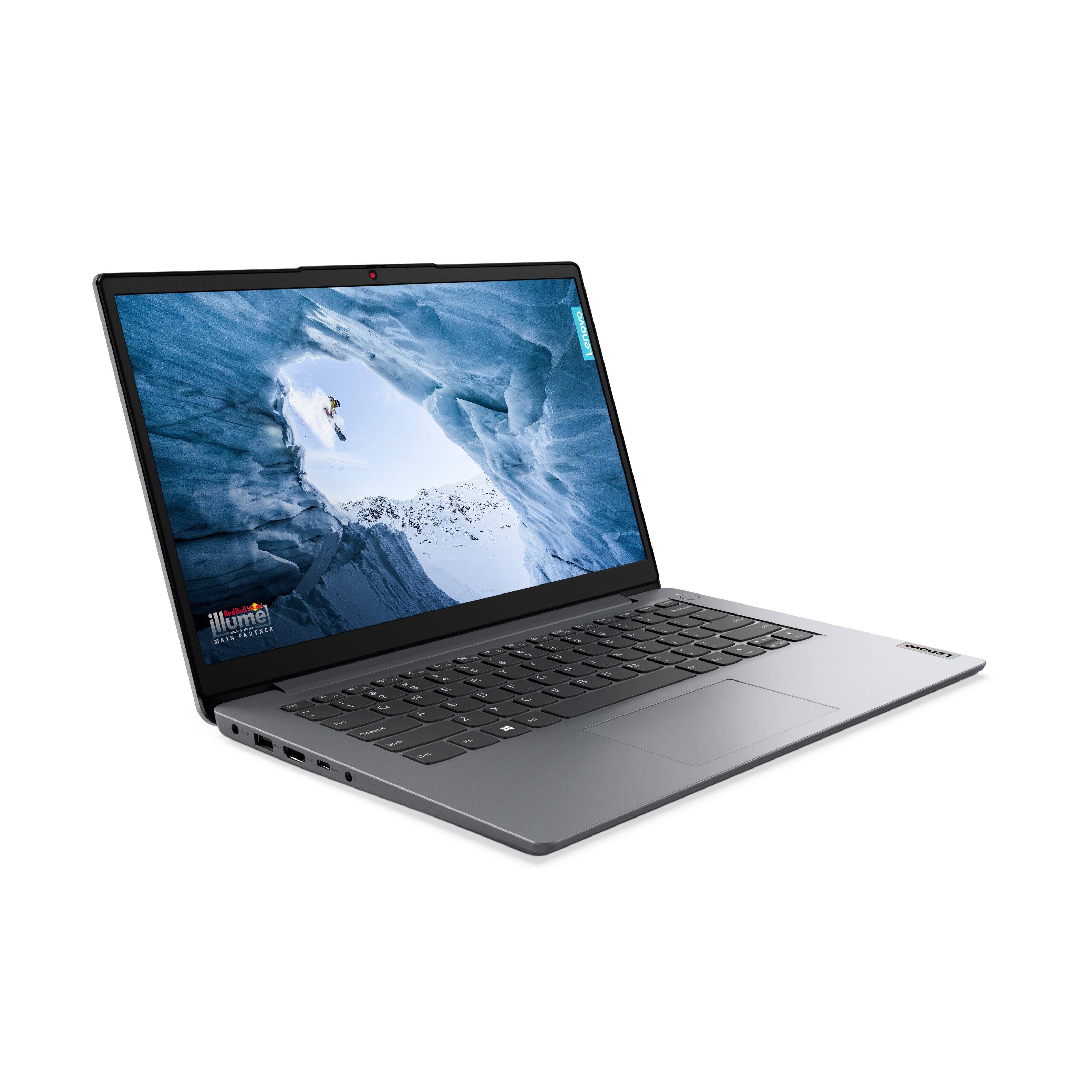 Angle. Lenovo - Ideapad 1 14.0" HD Laptop - Celeron N4020 with 4GB Memory - 64GB eMMC - Cloud Grey.