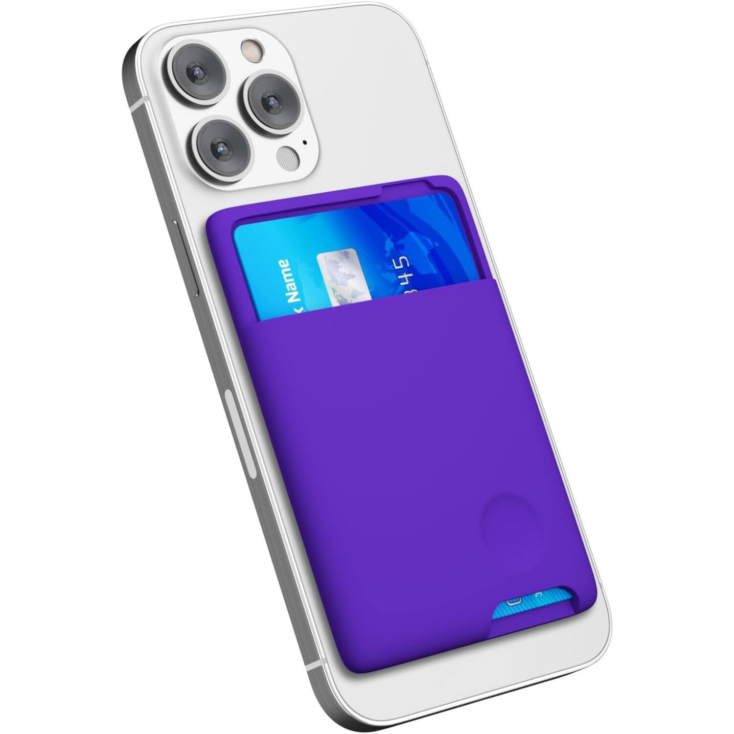 Front. Entronix - Entronix Silicone Card Holder for iPhone and Galaxy - Slim Sticky Wallet for All Phones - Purple.