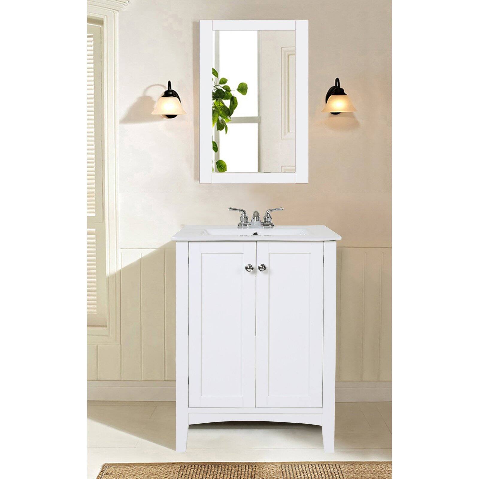 Angle. Elegant Decor - Aqua 22 In. Contemporary Mirror In White - White.