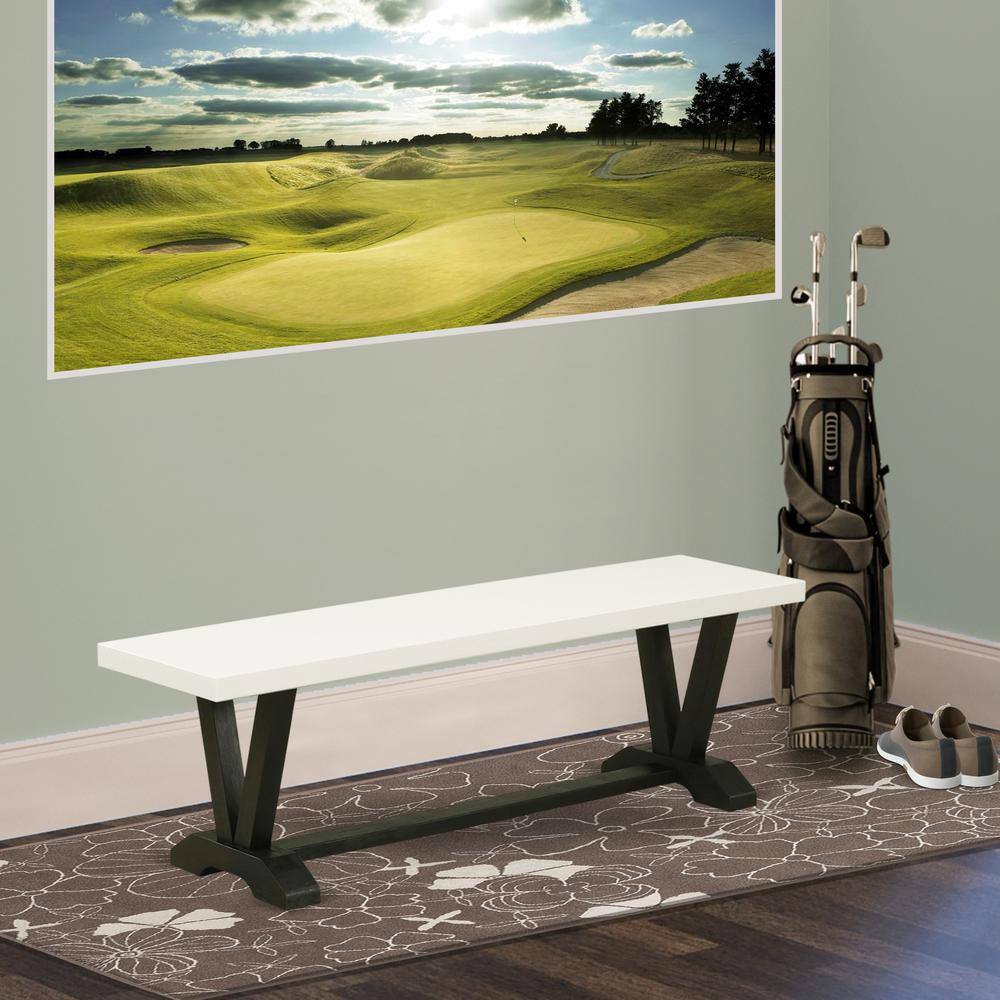 Back. East West Furniture - East West Furniture V-Style Modern Dining Table Bench with Solid Wood Seat - Brown.