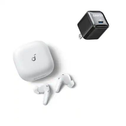 Front. Soundcore - P31i by Anker with USB C Charger Block 20W (Nano Pro) - White.