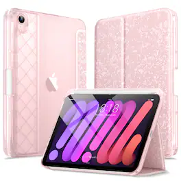 DTTO - Case for iPad mini 7 (A17 Pro) Case 2024, iPad mini 6th Generation Case 2021, Crystal Pattern Soft TPU Back Folio Case - Pink