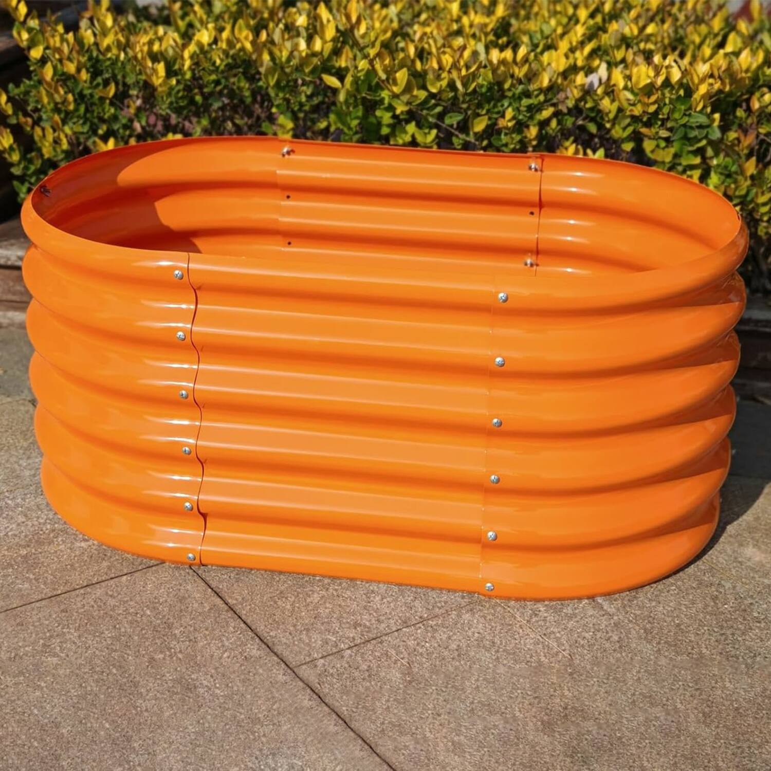 Alt View 2. A Anleolife - 3-Pack Kids Mini Orange Metal Oval Raised Garden Bed Planter Box for Vegetables (40 in. L x 24 in. W x 18 in. H) - Orange.