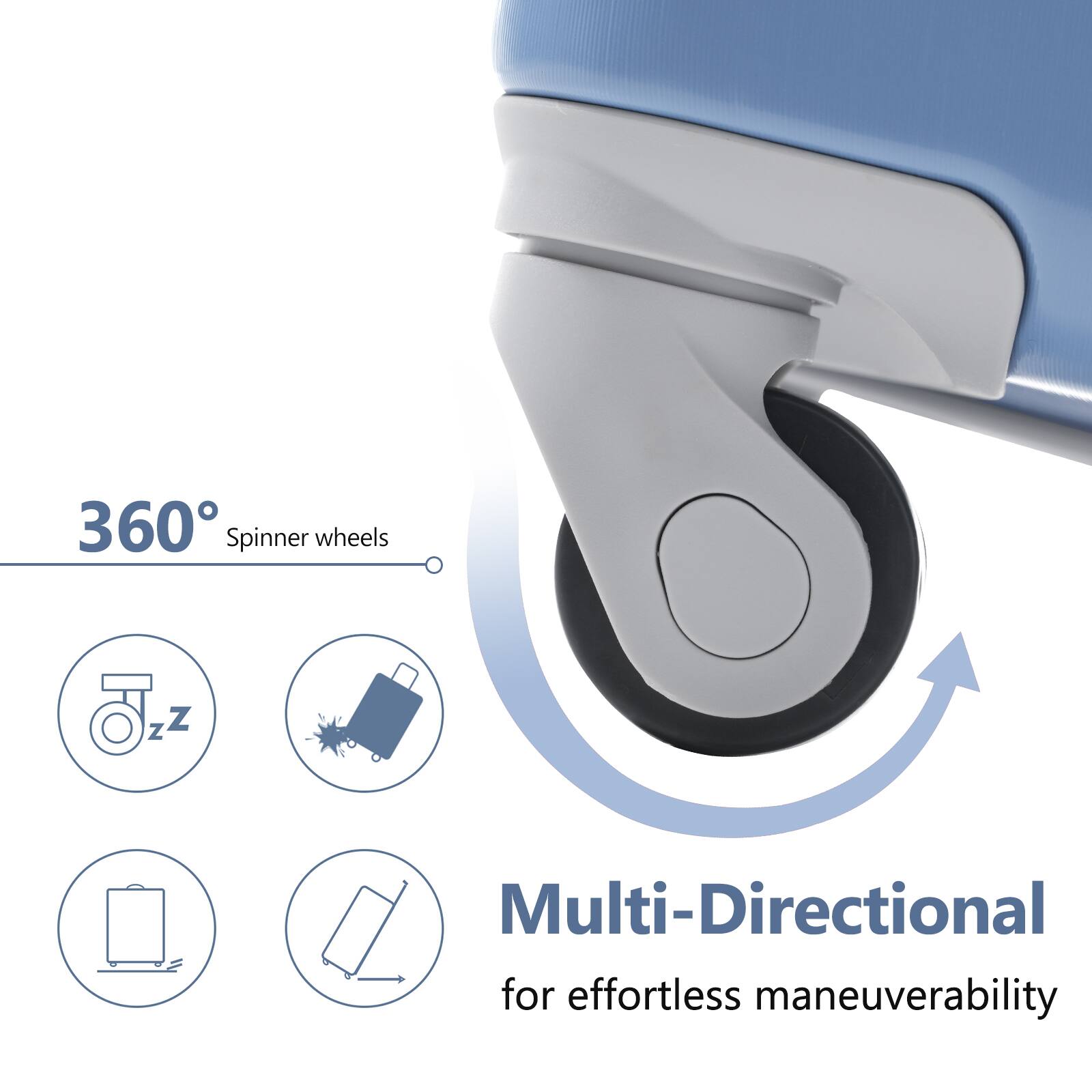 360° Spinner wheels

Multi-Directional for effortless maneuverability