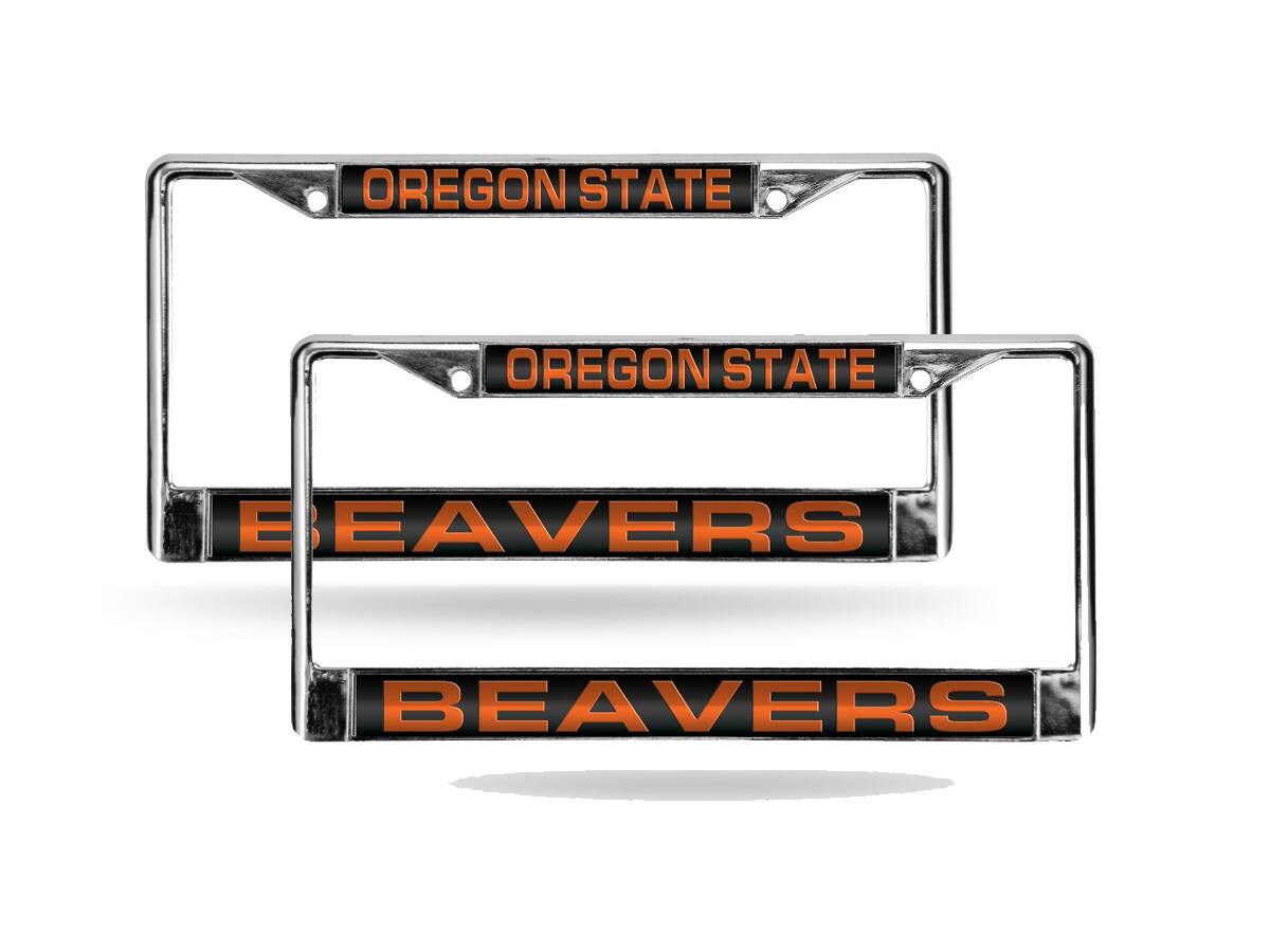 Oregon State Beavers Chrome Metal Laser License Plate Frame - Set of 2 Frames