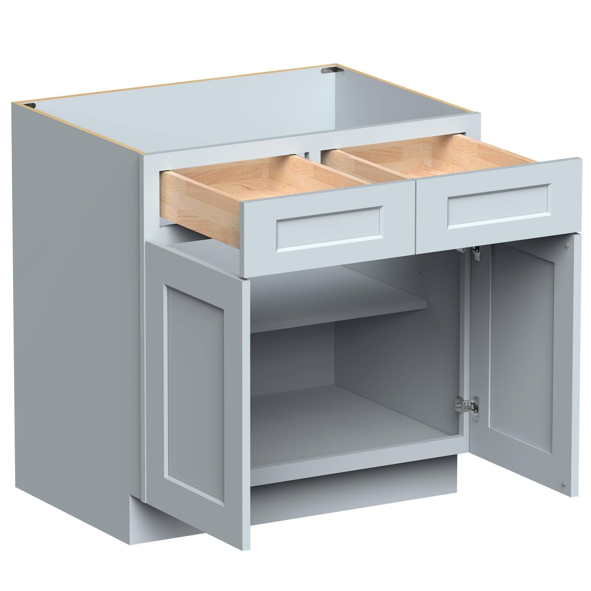 Alt View 2. Boyel Living - 33in.W Dove Gray BASE CABINET Fully assembled Cabinet with One Rubberwood Drawer and Two MDF Door Recessed Panel Shaker - Gray.