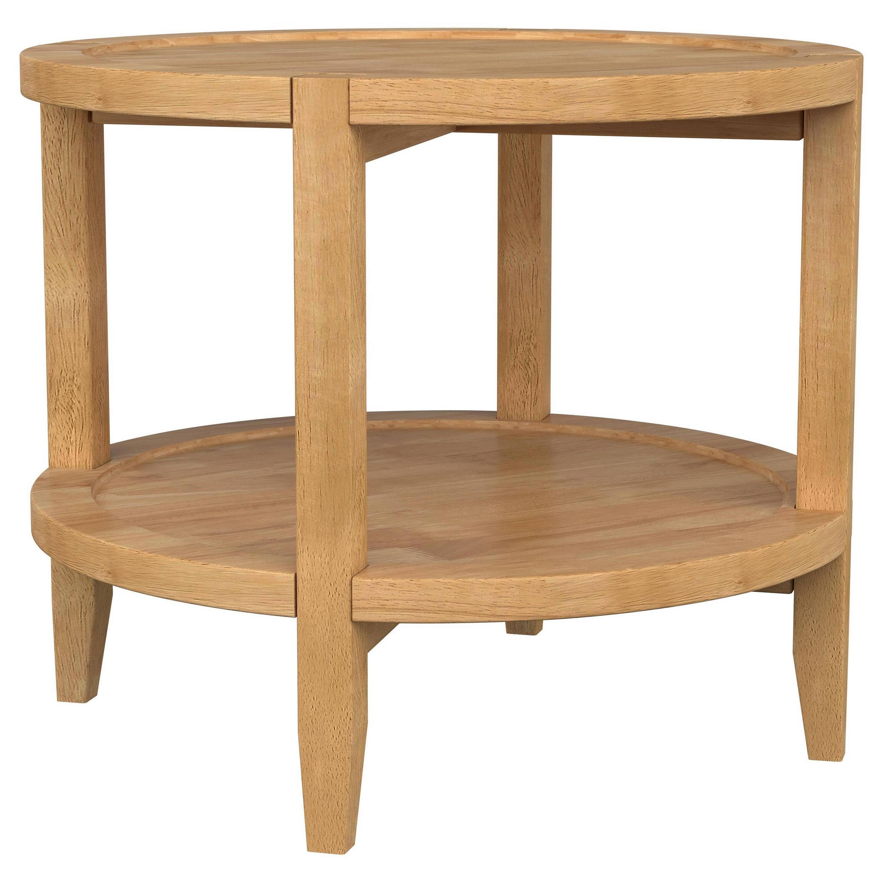 Alt View 2. Manhattan Lane - Camilia Side End Table, 23 Inch Round Top, 1 Shelf - Natural Brown.