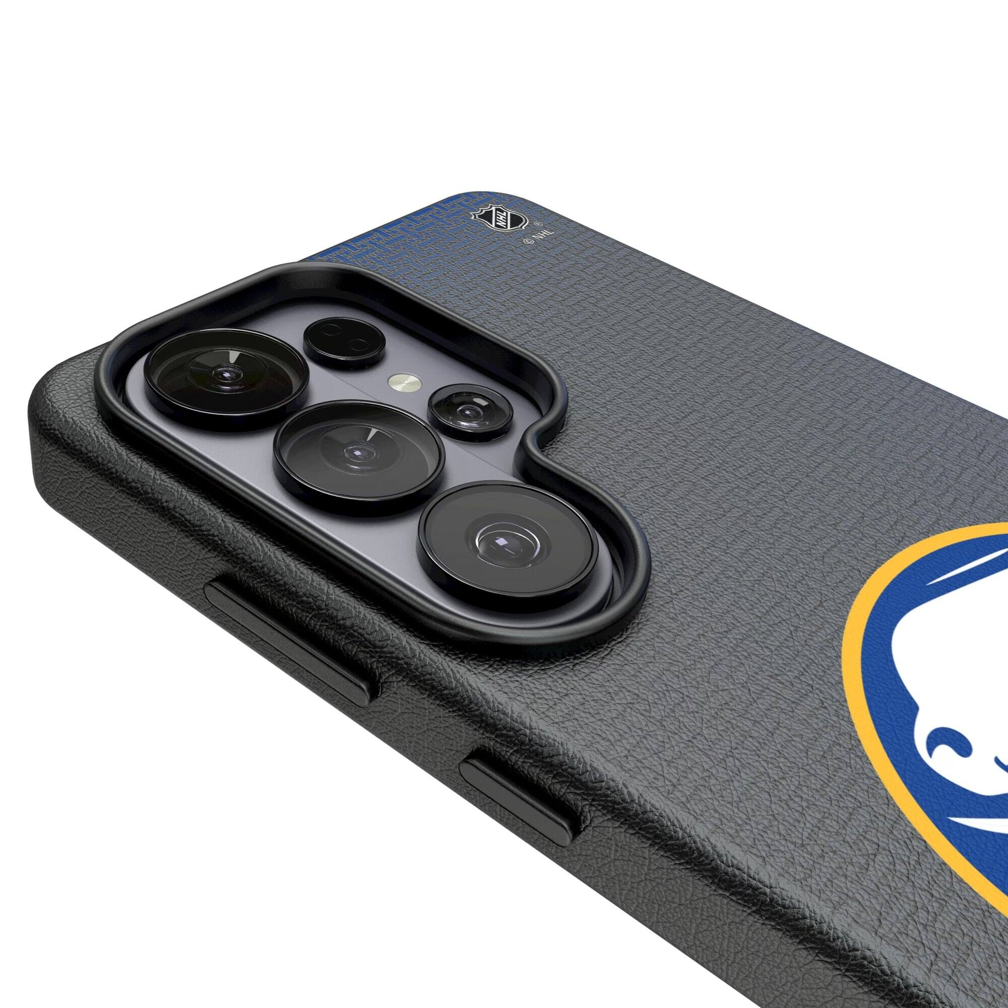 Alt View 2. Keyscaper - Buffalo Sabres Linen Galaxy Magnetic Bump Case - S24 Ultra - Black.