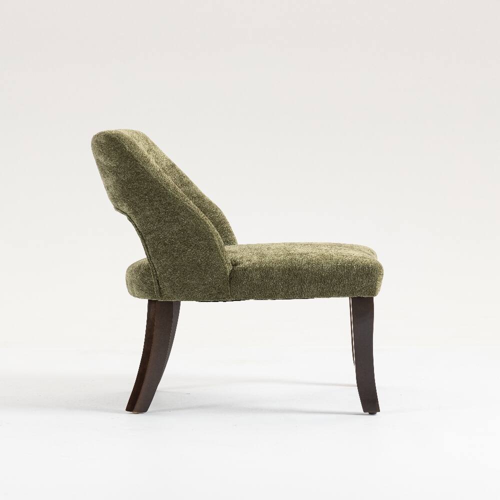 Alt View 6. Loheer - Loheer Green Upholstered Dining Chairs Set of 2 Chenille Tufted Solid Wood Legs - Green.