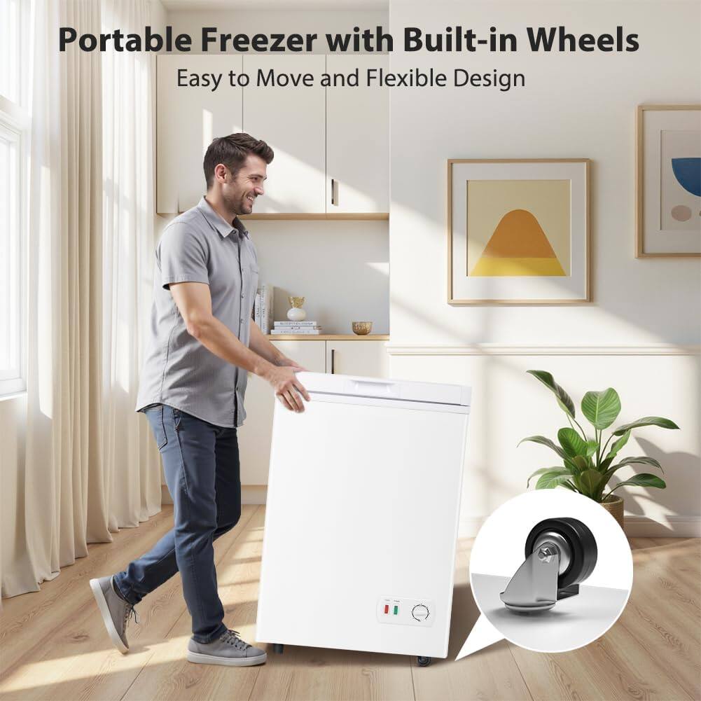Portable Freezer with Built-in Wheels  
Easy to Move and Flexible Design