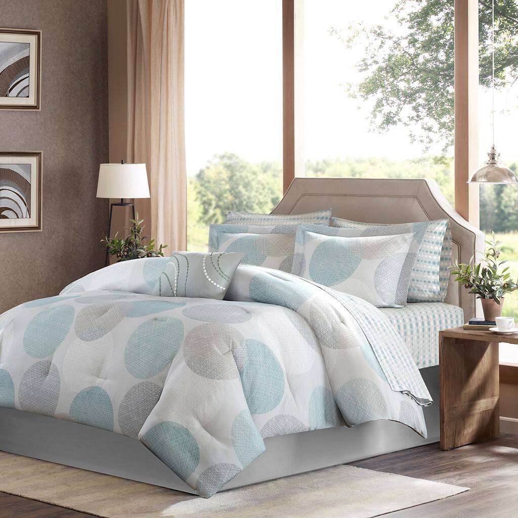Alt View 4. Gracie Mills - Gracie Mills Timothy 7-Piece Contemporary Geometric Comforter Set with Bed Sheets - Aqua.