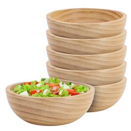 MegaChef - 6 Piece 7 Inch Pine Wood Bowl Set in Tan - Light Brown